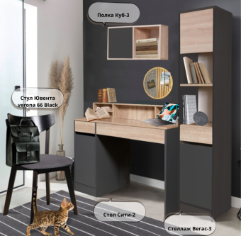 Письменный стол Мебель-класс СИТИ-2 Антрацит - Дуб сонома  