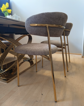 Стол обеденный Signal HERMES II 90x160/240 эффект белого мрамора/золотой