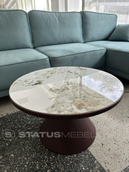 Стол журнальный Signal NAPA A 70x70 белый мраморный/коричневый