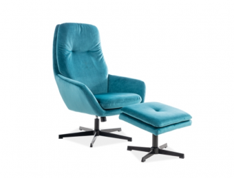 Кресло с подставкой Signal FORD Velvet бирюзовый Bluvel 85 (комплект)