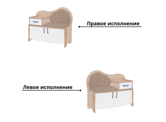 Скамья Мебель-класс "ВА-012.6" правая, Белый/ Дуб сонома