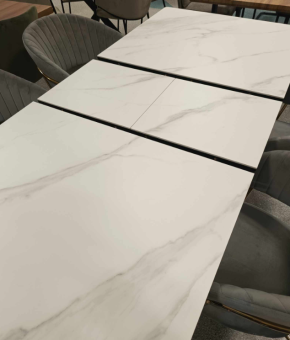 Стол Signal LOGAN Ceramic белый мраморный/черный матовый 90х160-200