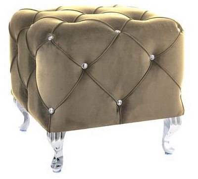 Пуф SIGNAL HESTIA K VELVET 50x50x46 бежевый/серебряный