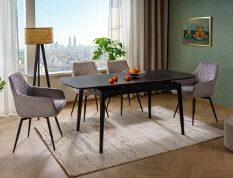 Стол обеденный Signal SENTO Ceramic черный мраморный/черный 80х120/180