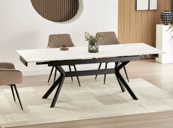 Керамический стол Signal IMPERIA белый мраморный/черный 90х160/220