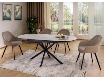 Керамический стол Signal GASTON Ceramic белый мраморный/черный 100х140-180