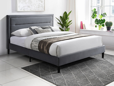 Кровать двуспальная Signal MALAGA Velvet Bluvel 14 серый 140х200
