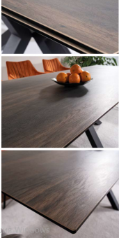 Стол обеденный Signal COLUMBUS Ceramic эффект дерева/черный 160/240X90