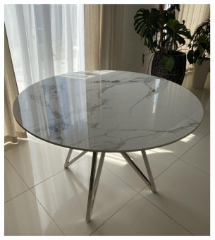 Стол обеденный Signal MURANO 120 белый мраморный/хром