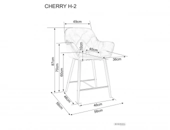 Стул полу барный Signal CHERRY H-2 Velvet серый/черный, Bluvel 14