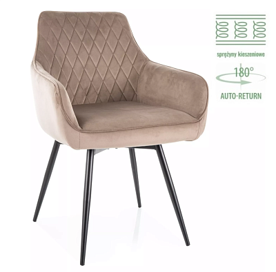 Мягкий стул Signal MARLO Bluvel 40 темный беж/черный матовый