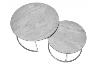 Комплект столов журнальных Signal PORTAFINO B керамика, эффект мрамора/хром