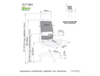 Кресло компьютерное Signal Q-718H серый/серый