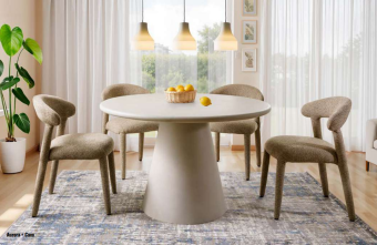 Стол обеденный Signal AURORA (микроцемент) 120х120 экрю 