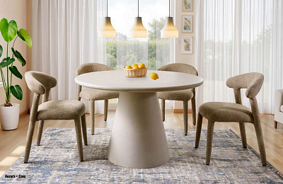 Стол обеденный Signal AURORA (микроцемент) 120х120 экрю 