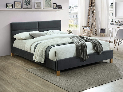 Кровать Signal SIERRA VELVET 160x200 серый Tap.150/дуб
