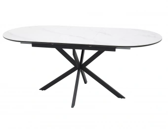 Стол обеденный Signal GASTON Ceramic белый мраморный/черный 100х140-180