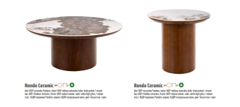 Кофейный столик Signal RONDO Ceramic Pandoro белый мраморный/орех 45х45х50