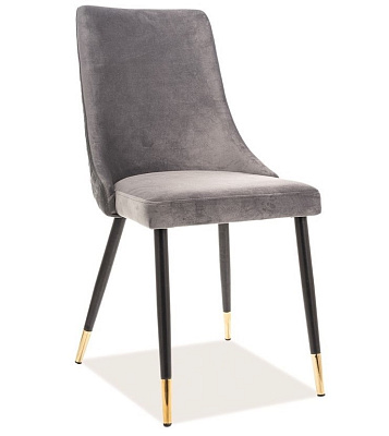 Мягкий стул Signal PIANO Velvet Blivel 14 серый/черный + золотой