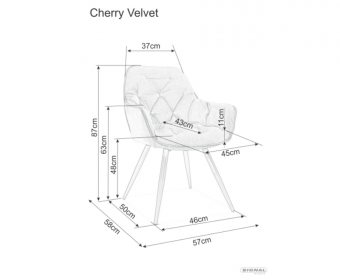 Стул Signal CHERRY Velvet серый/черный, Bluvel 14