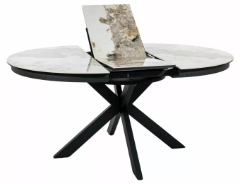 Керамический стол Signal PORTO CERAMIC 120х120/160 белый мраморный/черный