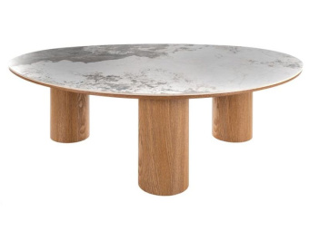 Кофейный столик Signal ADELIS Ceramic Pandoro белый мраморный/дуб 110х80х35