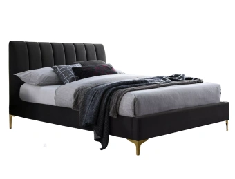 Кровать двуспальная Signal MIRAGE Velvet 160 черный/золотой