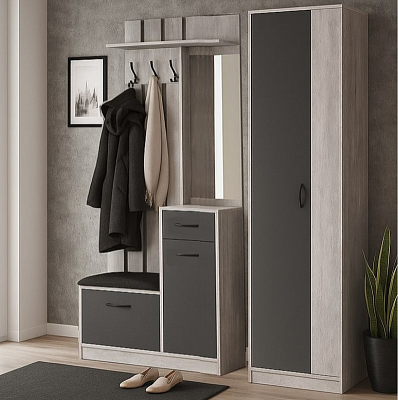 Комплект прихожей  Мебель-класс Дейтон Антрацит-Бетон 