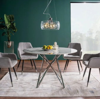 Стол обеденный Signal MURANO 120 белый мраморный/хром