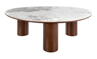 Кофейный столик Signal ADELIS Ceramic Pandoro белый мраморный/орех 110х80х35