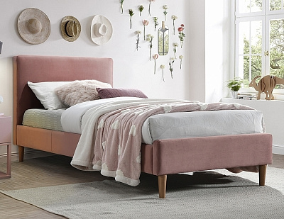 Кровать Signal ACOMA Velvet 90x200 античный розовый/дуб, Bluvel 52