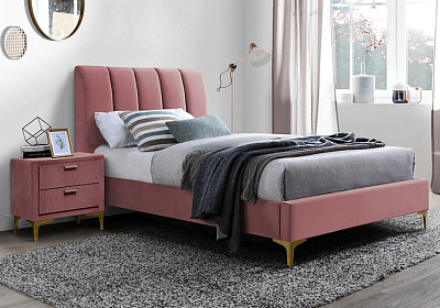 Кровать Signal MIRAGE Velvet 90x200 античный розовый/золотой, Tap.185