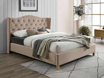 Кровать Signal ASPEN VELVET 160x200 бежевый/дуб, Bluvel 28