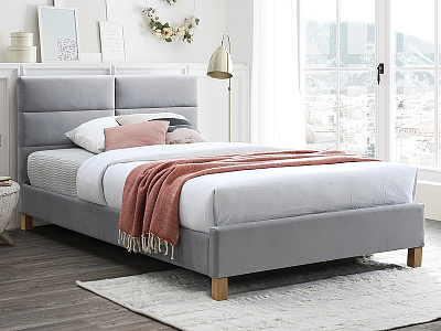 Кровать двуспальная Signal SIERRA VELVET 120х200 светло серый/дуб, Bluvel 03