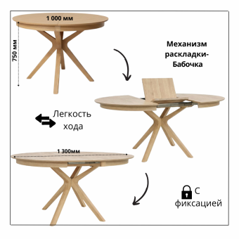 Стол обеденный Мебель-класс ГЕРМЕС 100х100/130 крем
