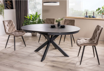 Керамический стол Signal PORTO CERAMIC 120х120/160 темно серый мрамор/черный матовый