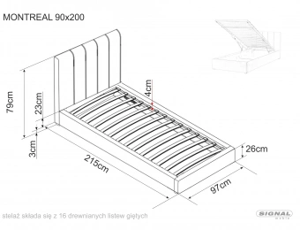 Кровать Signal Montreal Velvet 90x200 бежевый Bluvel 28