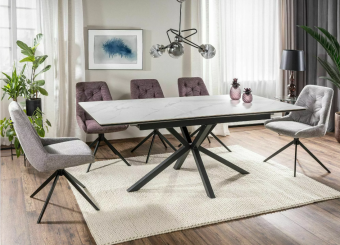 Керамический стол Signal LOGAN Ceramic белый мраморный/черный 90х160-200