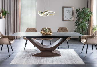 Стол обеденный Signal DOLCE CERAMIC 95х180/240 серый/орех