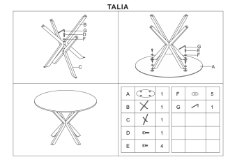 Керамический стол Signal TALIA серый мраморный/черный матовый 120х120