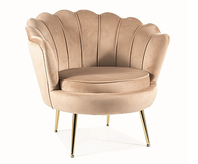 Кресло Signal CAMELLIA I Velvet бежевый/золотой Bluvel 28