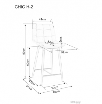 Стул полубарный Signal CHIC H-2 Velvet Bluvel 68 карри/черный матовый