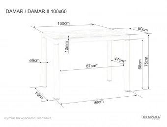 Стол обеденный Signal DAMAR 60х100 серый