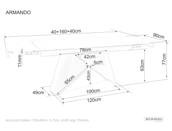 Стол обеденный Signal ARMANDO Ceramic 90х160/240 белый/черный