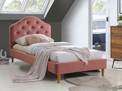 Кровать Signal CHLOE Velvet 90x200 античный розовый, Bluvel 52