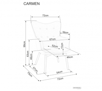 Кресло Signal CARMEN Velvet черный/черный мат, Bluvel 19