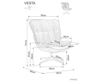 Кресло Signal VESTA Velvet Tap. 218 серый